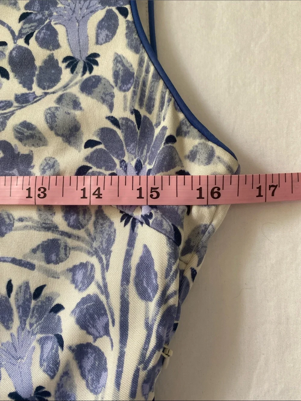 Tory Burch Blue and White Floral V-Neck Midi Dress